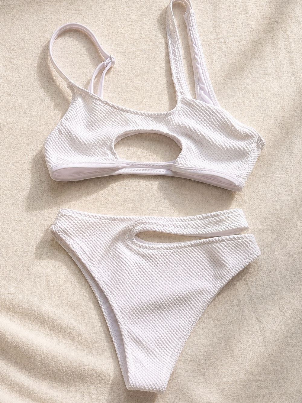 White Textured Bikini Set